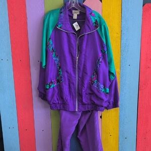 Vintage Purple and Green Silk Windsuit